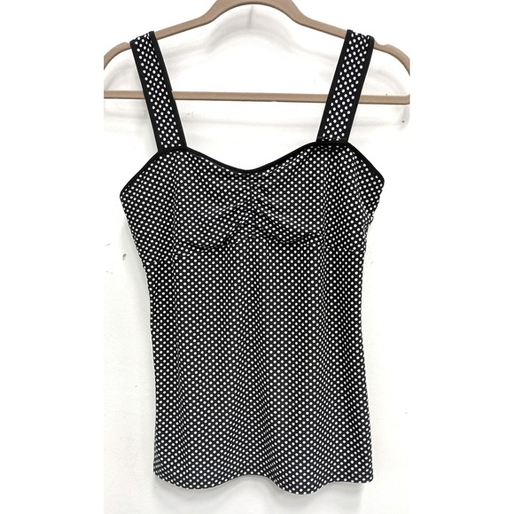 The Limited Tops - The Limited VTG Y2K Babydoll Tank Top Womens Medium Black White Polka Dot Pin Up